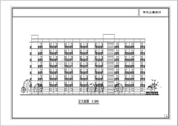 某中学学生公寓方案建筑设计图（标注详细）-图二