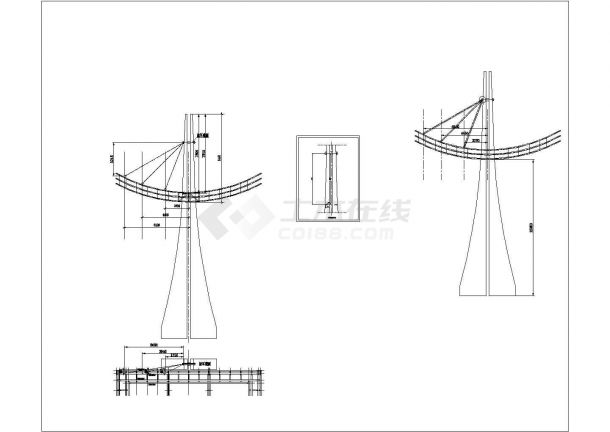某地钢结构广场牌坊结构专业施工设计-图二