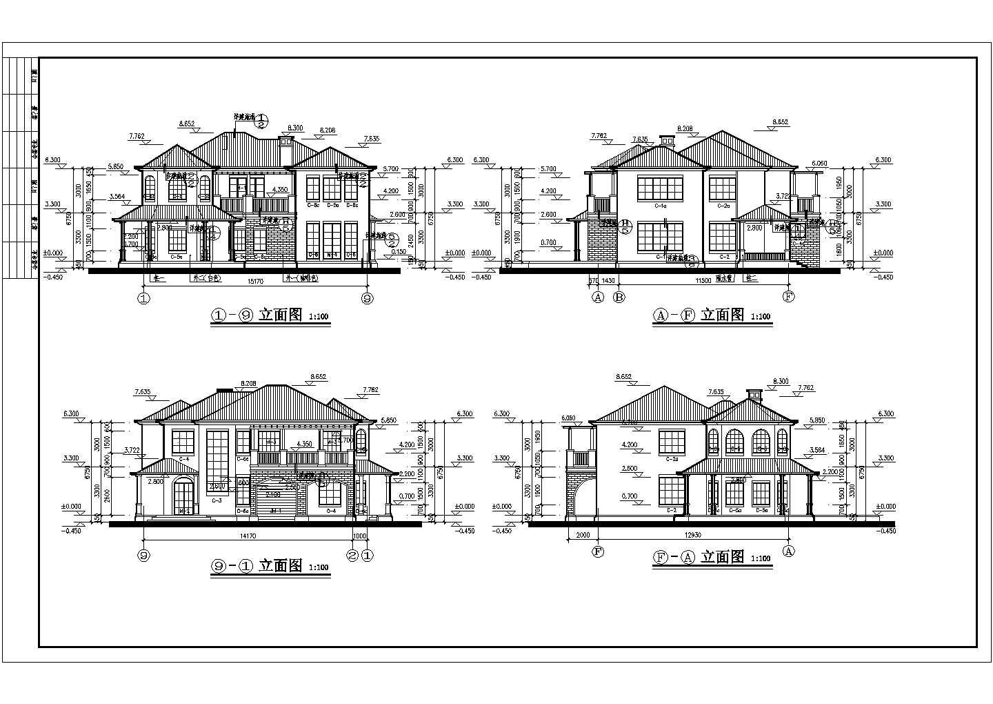 某地两层混合结构别墅建筑设计方案图纸