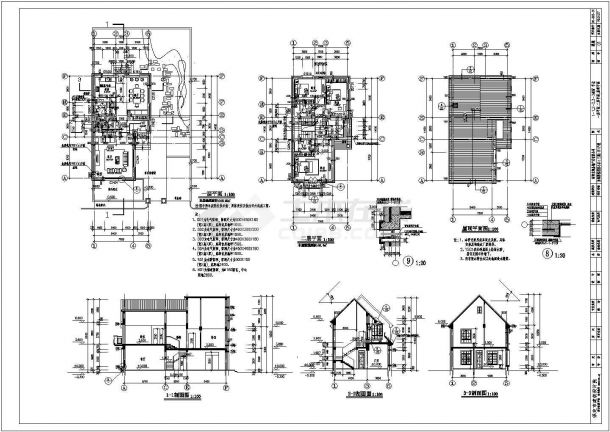 某地两层混合结构别墅建筑设计施工图纸-图一