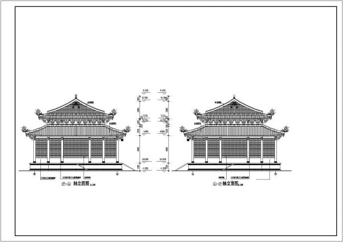 某地单层框架结构重檐歇山大殿建筑方案图_图1