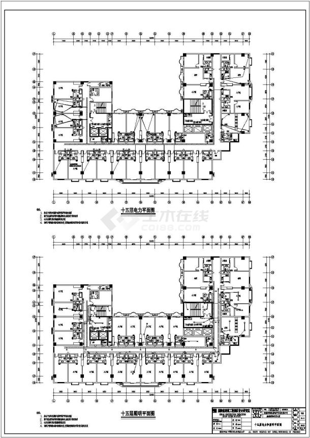 南塔楼电气cad施工平面图纸全套-图一