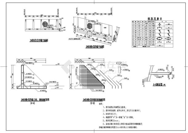 技施阶段扶壁式挡土墙设计结构钢筋图-图二