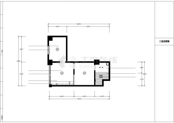 某小型私人住宅室内装修cad平面施工图纸-图二