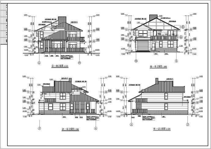 某地两层框架结构别墅建筑设计施工图纸_图1