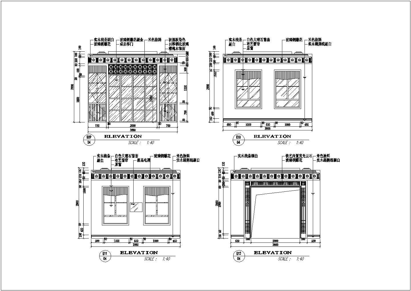 [山东]别墅建筑室内装修cad施工方案设计详情图