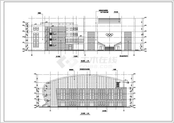 【合肥】八中4层框架结构中学体育馆建筑设计扩初图-图二