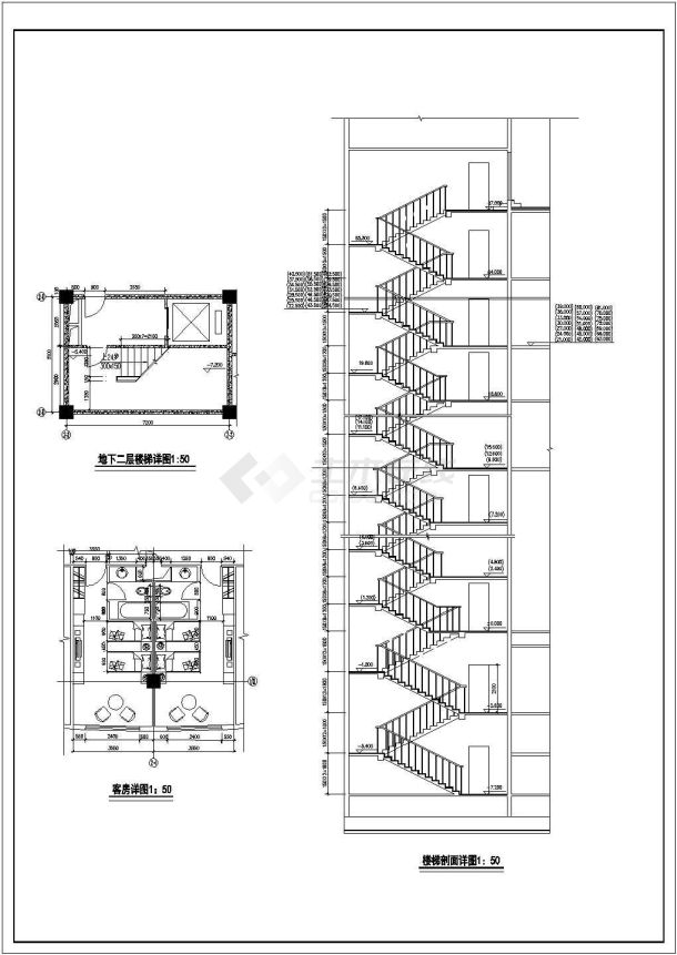 高层宾馆设计方案和施工CAD平面图-图二