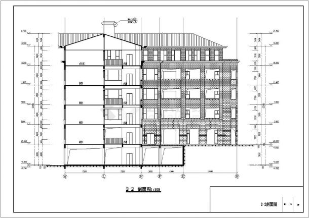 武汉市五层框架结构教学楼建筑结构施工图-图二