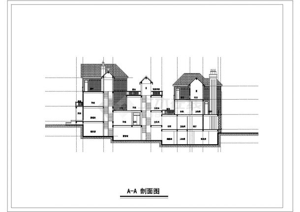 [江苏]三层错联排式别墅建筑施工图纸-图一