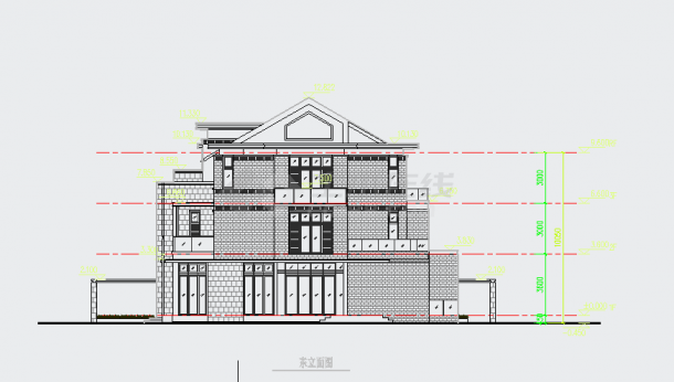 [江苏]三层联排式坡屋顶别墅建筑施工图纸-图二