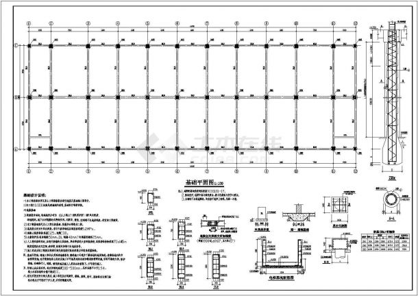 某地区大跨度工业楼层框架车间结构设计图纸-图一