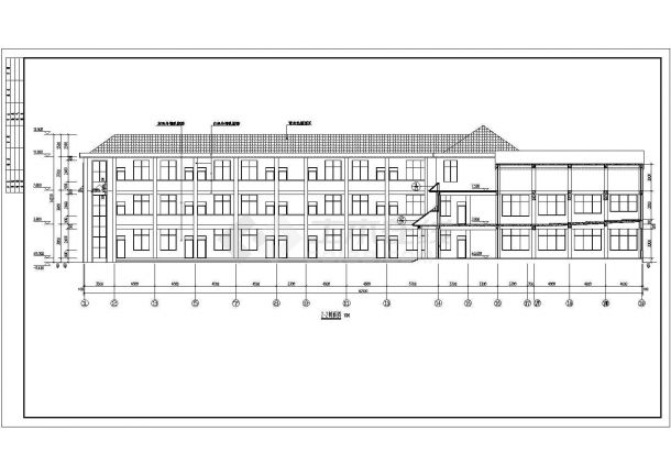 某中学三层框架结构教学楼建筑设计施工图-图二
