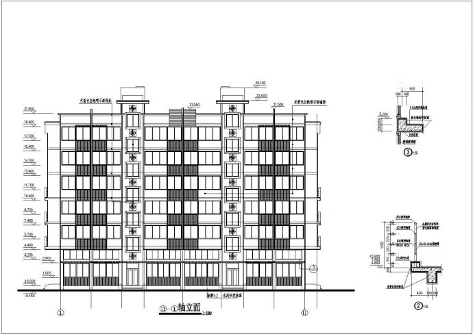 某企业六层框架结构职工宿舍楼建筑设计方案图_图1