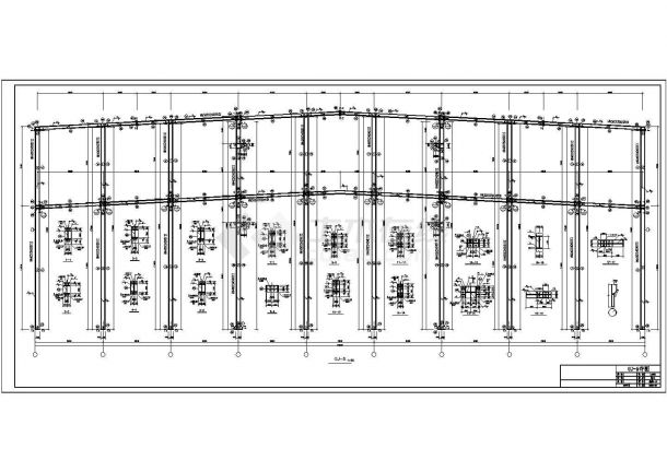 某地双坡3跨单层轻型门式钢架厂房结构施工图（高低跨）-图二