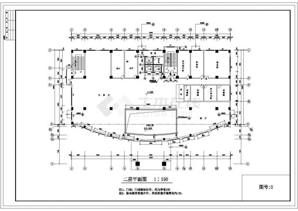 四星酒店建筑施工及设计方案全套CAD平面图-图二