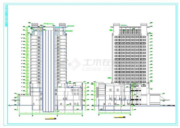 塘栖大厦-酒店建筑设计方案及施工全套CAD图-图二