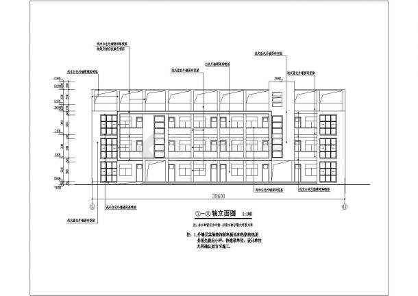 某三层框架结构小学教学楼建筑设计施工图-图二