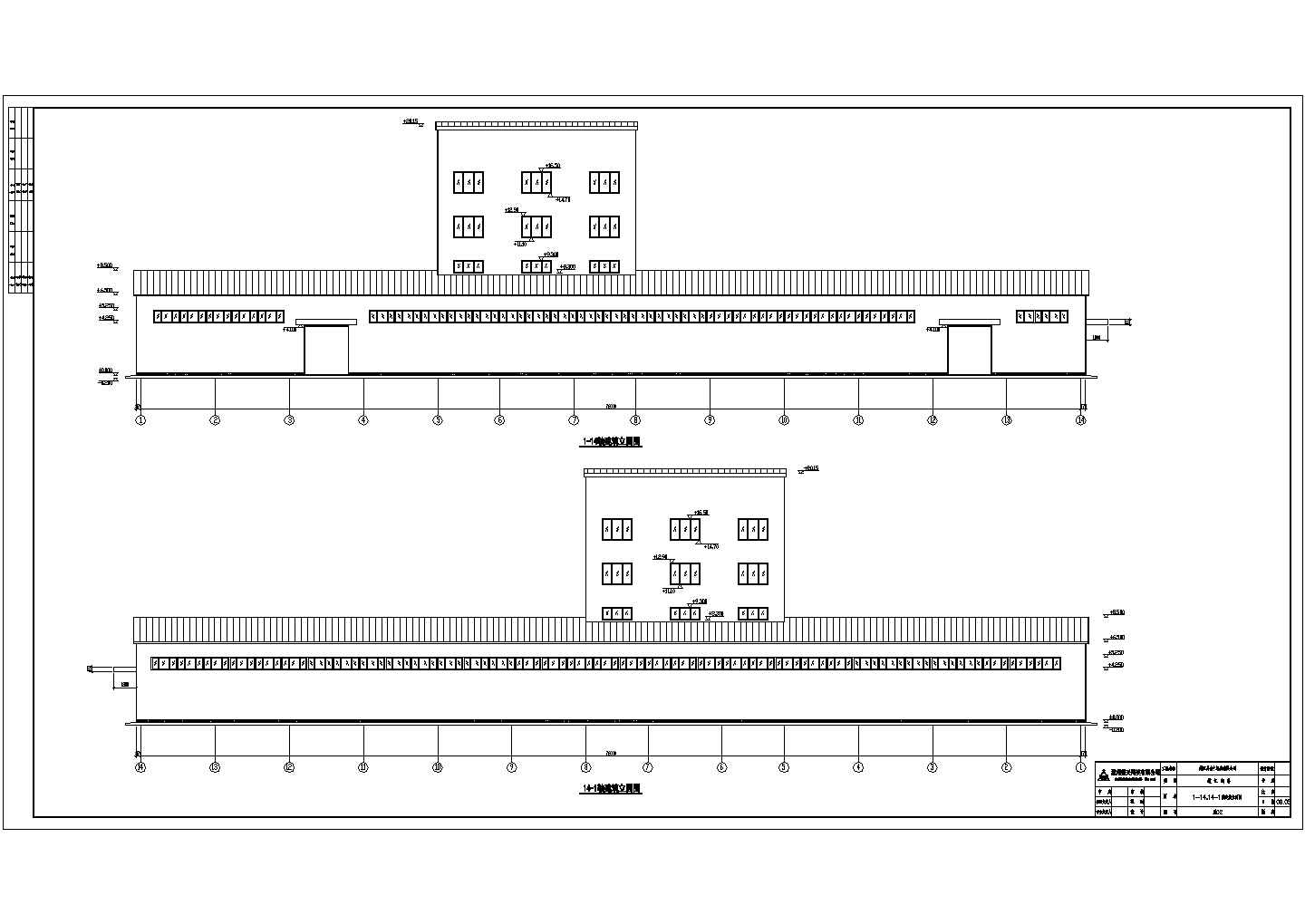 嫩江某双坡双跨门式钢架厂房施工图（局部多层钢框架结构）