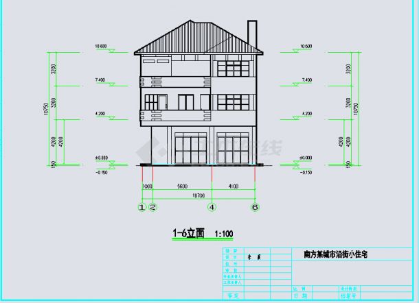 某地3层框架结构商住楼建筑方案图-图二