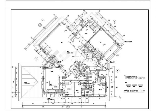 北京某经典别墅建筑设计方案及施工全套CAD图-图二