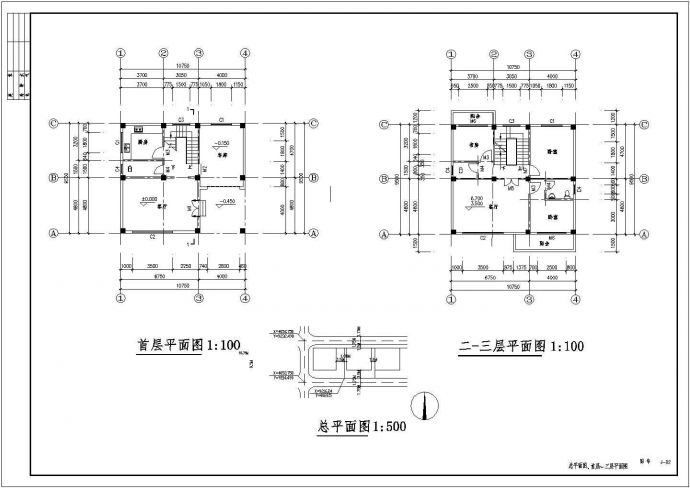 三层住宅建筑设计方案及施工全套CAD图_图1