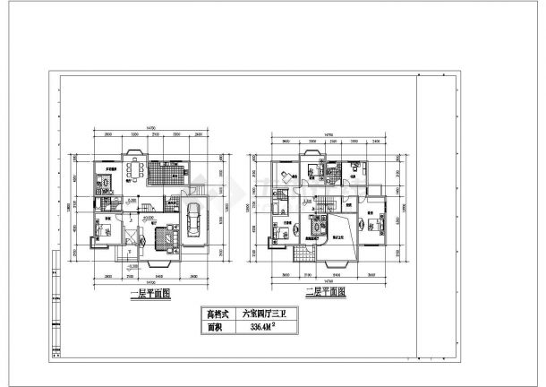 几套别墅户型建筑设计方案及施工全套CAD图-图二