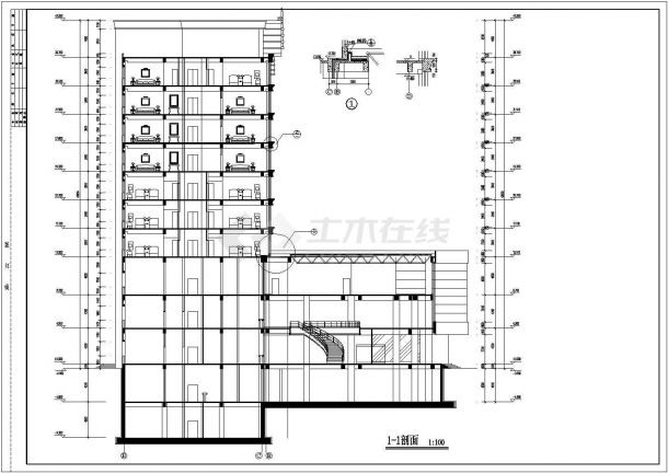 一高层酒店建筑平面设计施工CAD参考图-图二