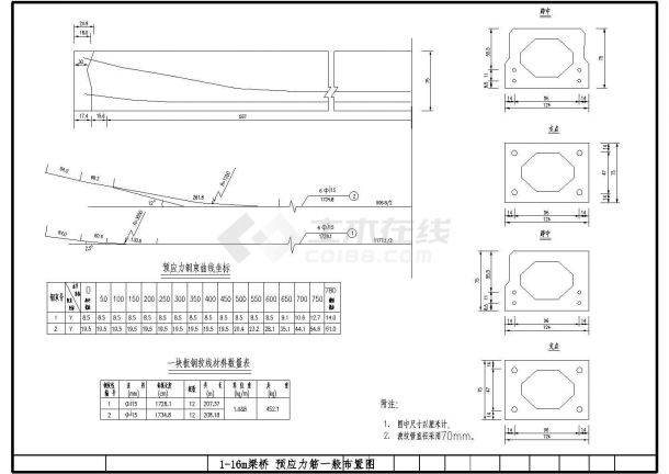 后张预应力16米小箱梁简支桥施工设计图-图二