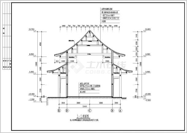 某地砖木结构观音寺建筑设计施工图-图二
