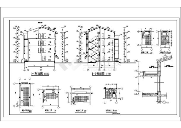 小区排屋建筑设计方案及施工全套CAD图-图二