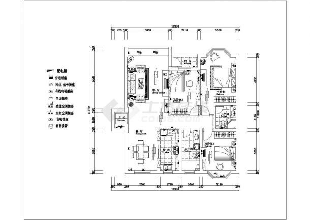 某室内装修cad施工设计方案详情图纸-图二