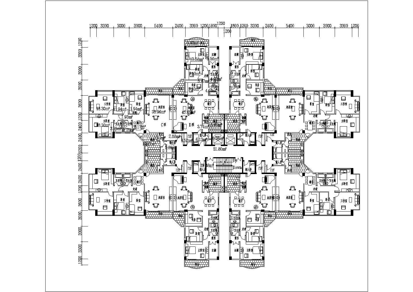 某高层住宅建筑设计CAD平立面图