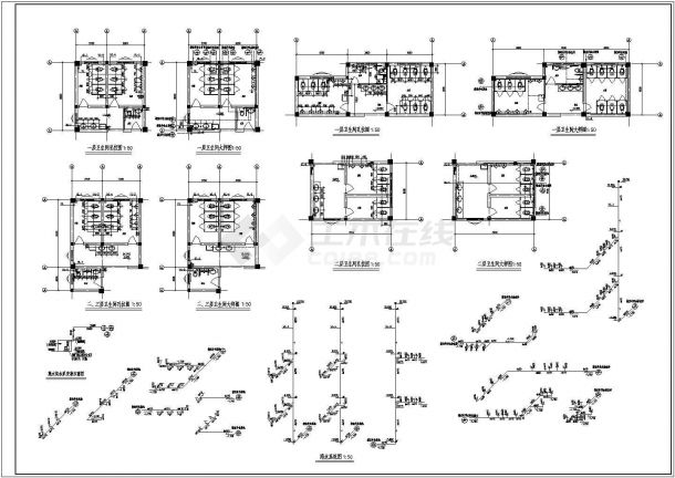 某镇文化中心建筑给排水CAD设计施工图纸-图二