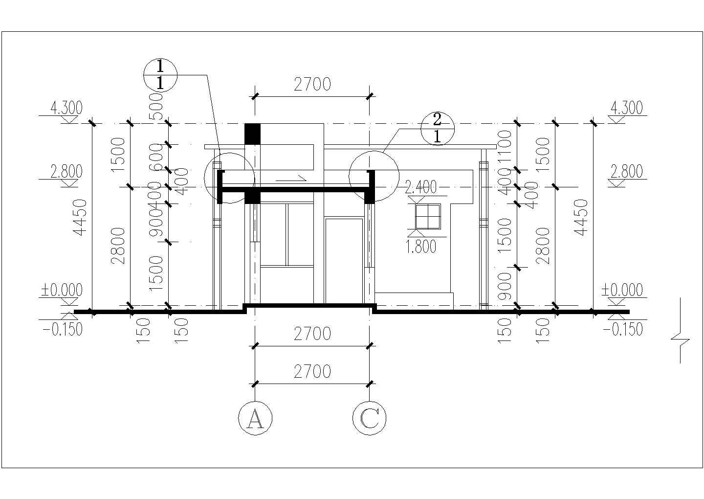 某住宅大门建筑cad施工设计图纸