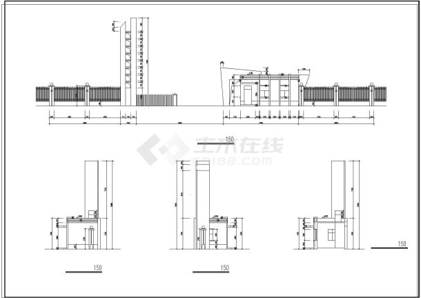 某工厂大门建筑CAD施工设计图纸-图一