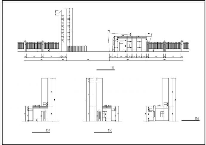 某工厂大门建筑CAD施工设计图纸_图1