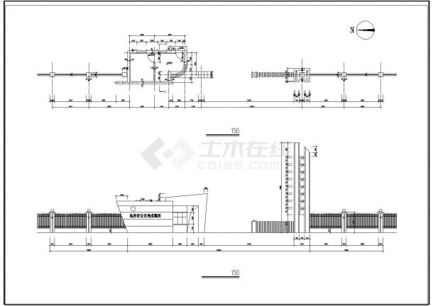 某工厂大门建筑CAD施工设计图纸-图二