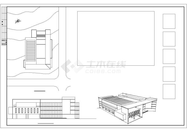 某高校图书馆方案建筑cad图纸（共4张）-图二