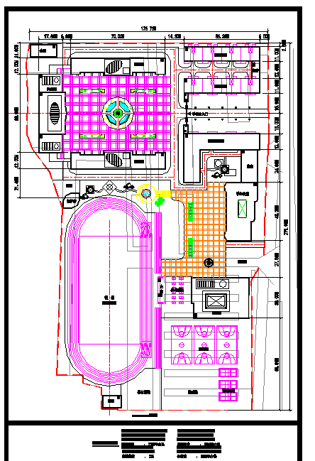 某地小型中学校园建筑cad总图（比较详细）-图一