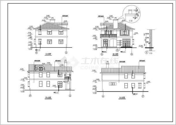 某地两层砖混结构小别墅建筑设计施工图纸-图一