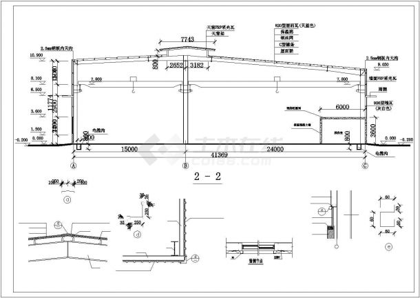 某城市钢结构厂房CAD建施图（节点详细）-图二