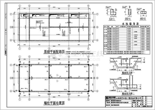 山西郭庄矿井水水池、地下一层混凝土结构、结构施工图-图一