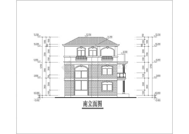 某地两层砖混结构农村别墅建筑设计方案图纸-图二