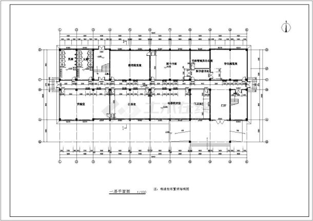 某地四层框架结构教学楼全套建筑结构施工图-图二