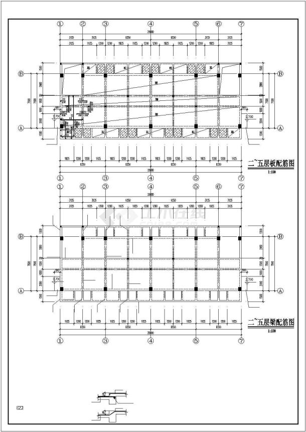 某地五层框架结构宿舍楼建筑图纸（共三张）-图二