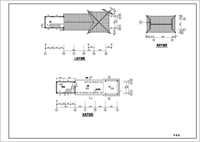 某二层亭楼古建筑CAD设计施工图纸_图1