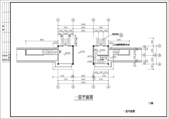 某地两层的山门古建筑CAD施工图纸_图1