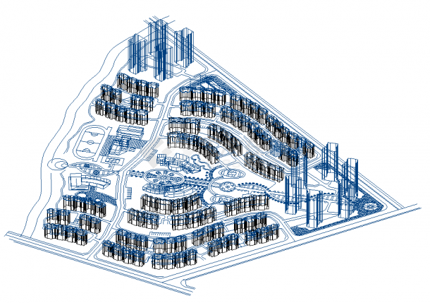 某小区住宅建筑3D规划设计CAD图-图一
