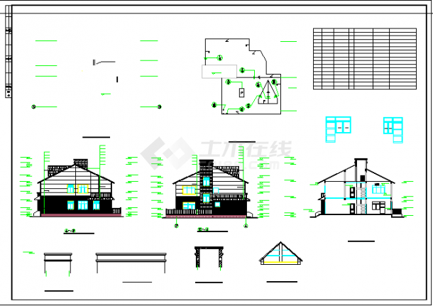 精美荷兰式别墅建筑设计施工图（节点详细）-图一